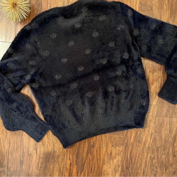 Marine Layer NWOT Arielle Crewneck Sweater in Black/Metallic Funfetti Si… - Picture 7 of 7